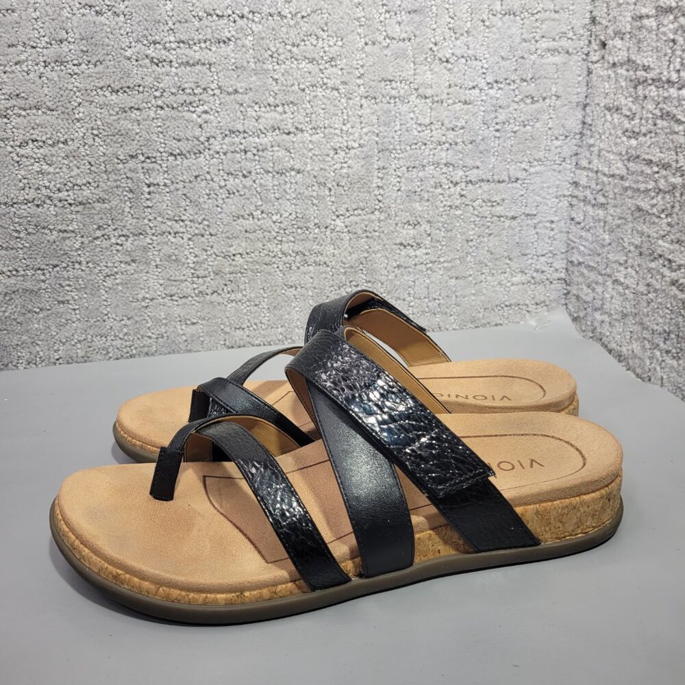 Vionic Anelle Womens Size US 8 Black Patent Lizard Print Synthetic Slide Sandals - Picture 5 of 12